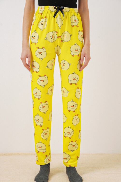 Merterium 4323 Desenli Pijama Altı - Sarı