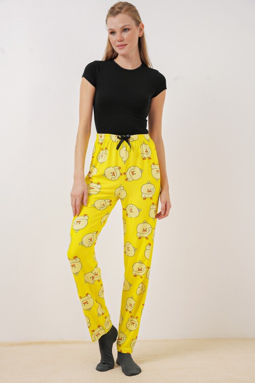 Merterium 4323 Desenli Pijama Altı - Sarı