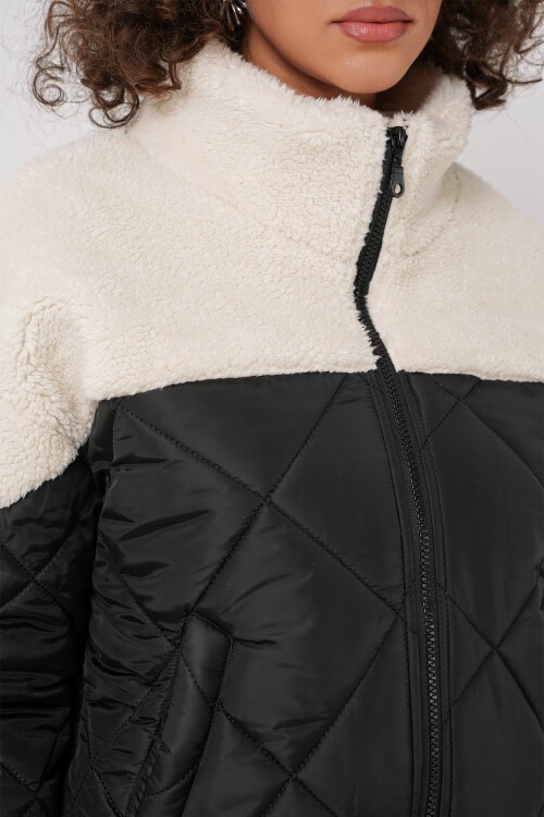 Merterium 5195 Kapitone Şişme Mont - Ekru