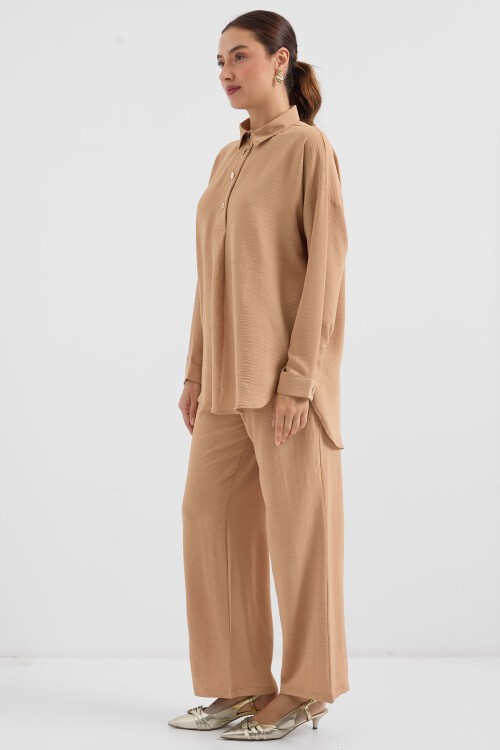 Merterium 6631 Oversize Alt-Üst Takım - Bisküvi