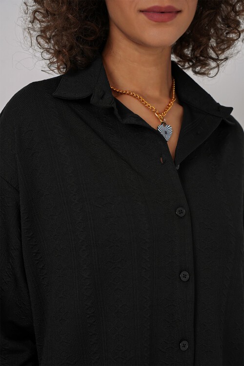 Merterium 6685 Gömlek Pantolon Alt Üst Takım - Siyah