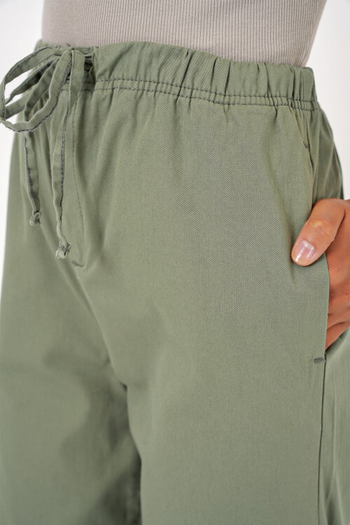 Merterium 6690 Kadın Bol Paça Yüksek Bel Pantolon - Çağla