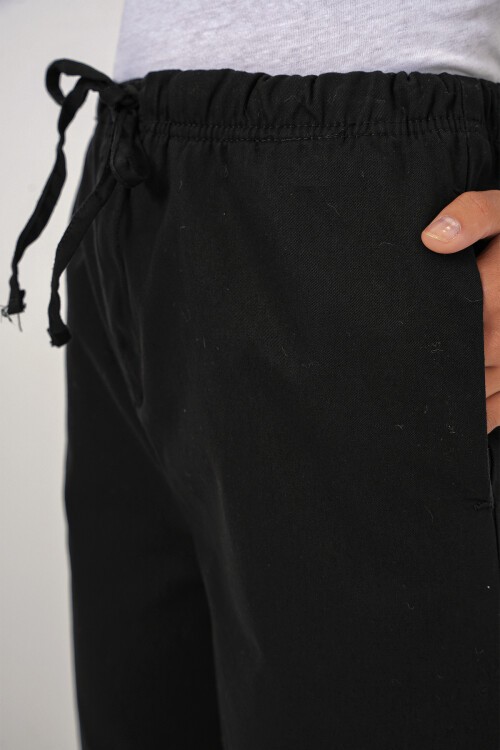 Merterium 6690 Kadın Bol Paça Yüksek Bel Pantolon - Siyah