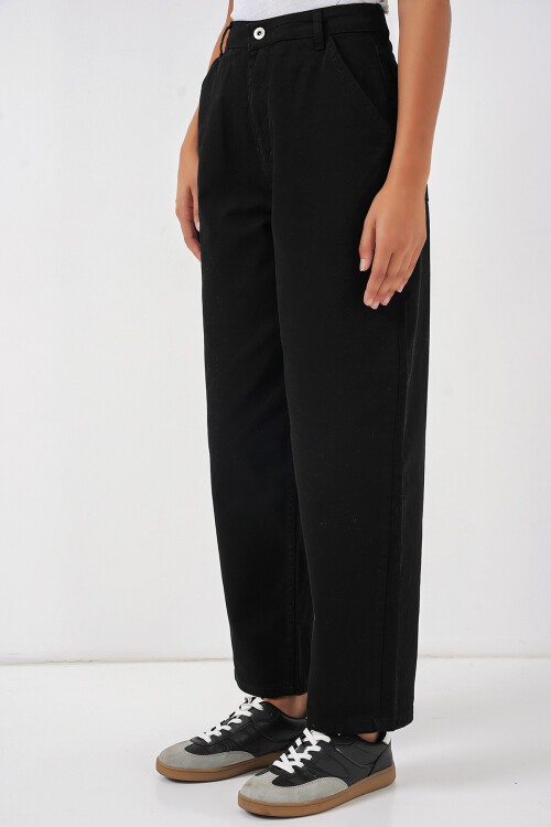 Merterium 6703 Yüksek Bel Kot Pantolon - Siyah