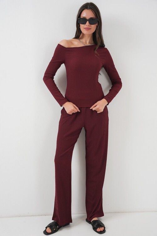 Merterium 6708 Düşük Omuz Alt Üst Takım - Bordo