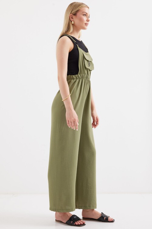 Merterium 7023 Askılı Bahçıvan Tulum - Haki