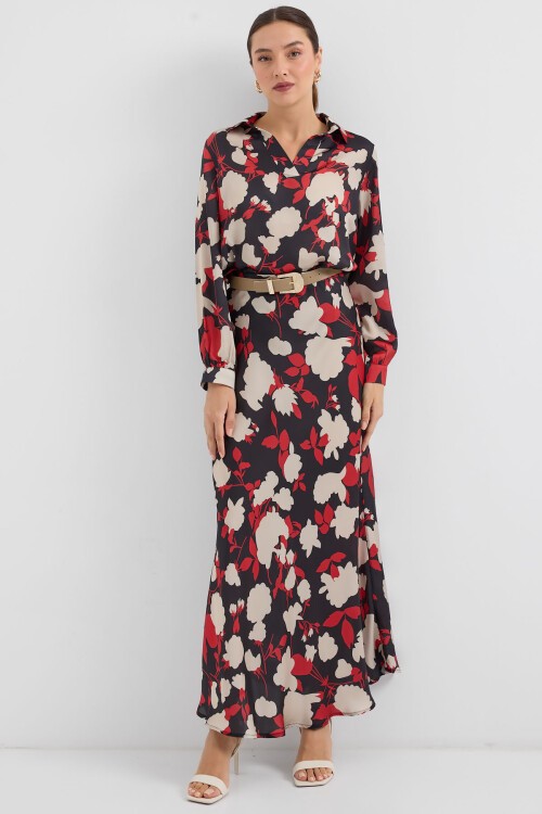 Merterium 8018 Desenli Saten İkili Takım - Bej