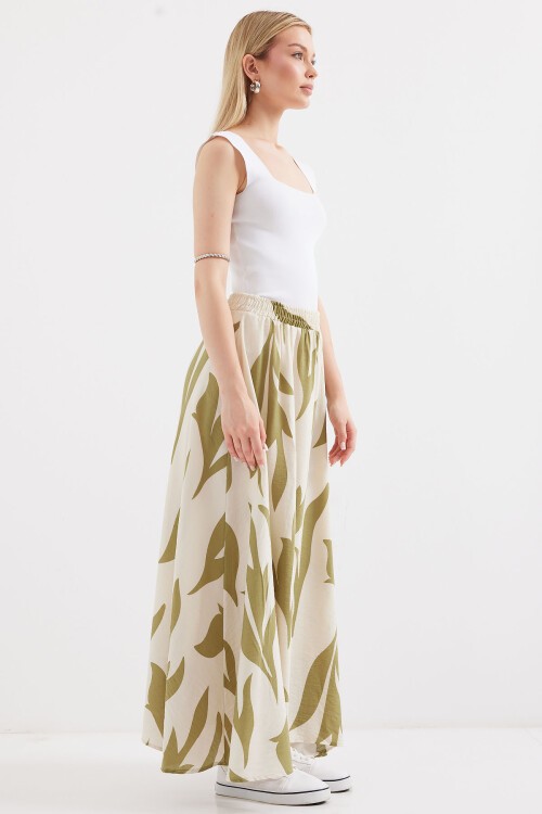 Merterium 8028 Desenli Uzun Etek - Çağla