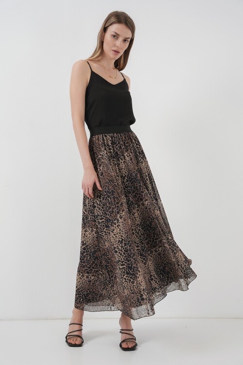 Merterium 8032 Uzun Şifon Etek - Bej