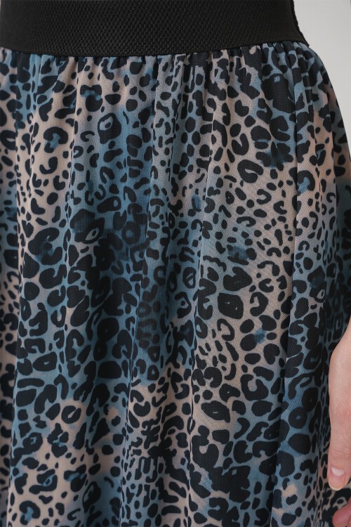 Merterium 8032 Uzun Şifon Etek - İndigo