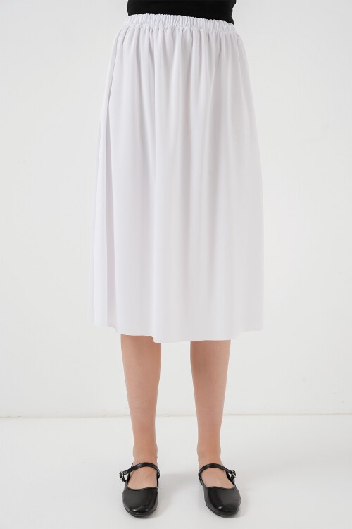 Merterium 8039 Uzun Etek Astarı Jüpon - Beyaz