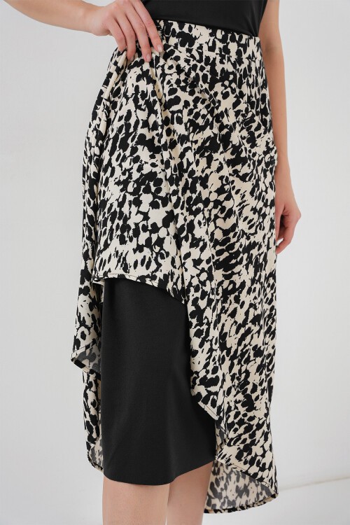 Merterium 8039 Uzun Etek Astarı Jüpon - Siyah