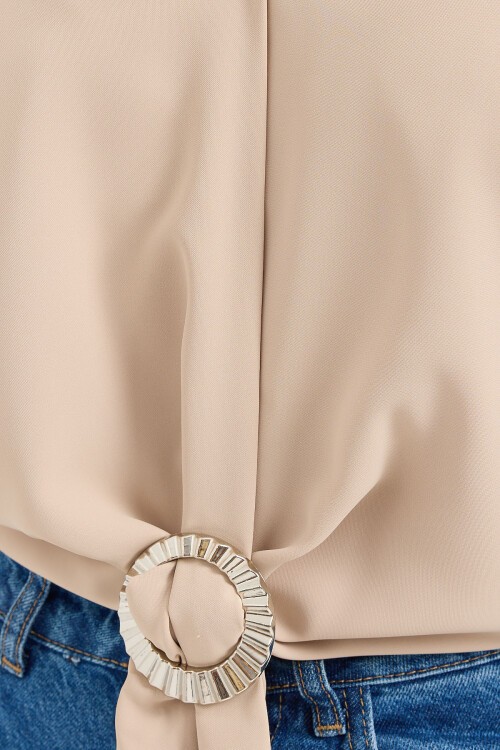 Merterium 905 Oversize Dökümlü Bluz - Bej