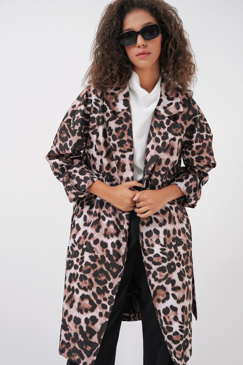 Merterium 9104 Kruvaze Yaka Astarlı Trençkot - C. Kahverengi