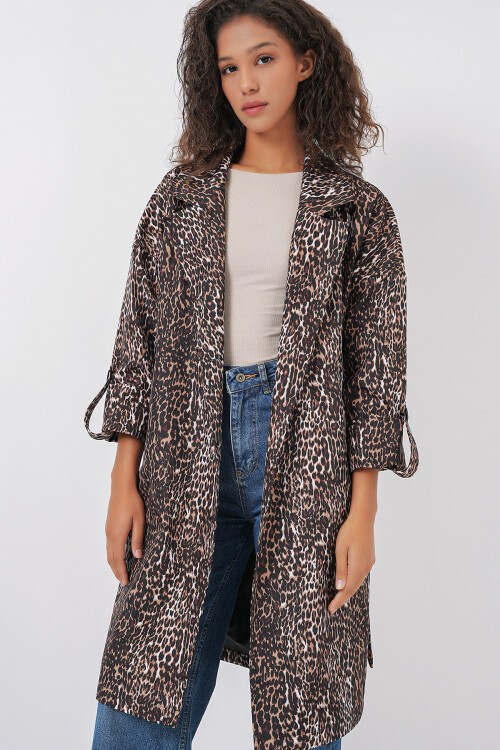 Merterium 9104 Kruvaze Yaka Astarlı Trençkot - E. Kahve