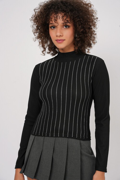 Merterium 922 Taşlı Body - Siyah