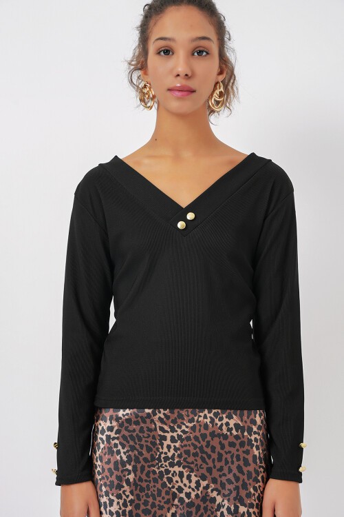 Merterium 923 Uzun Kollu Body - Siyah