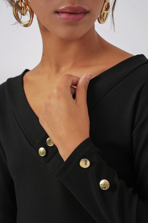 Merterium 923 Uzun Kollu Body - Siyah