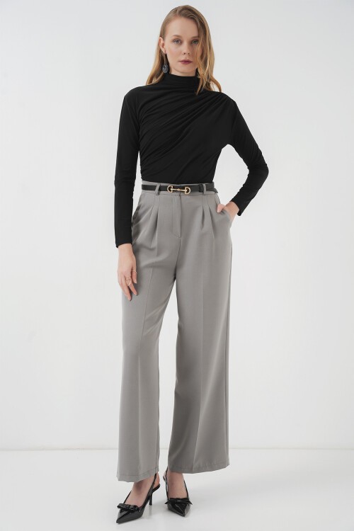 Merterium 925 Büzgü Detaylı Sandy Bluz - Siyah