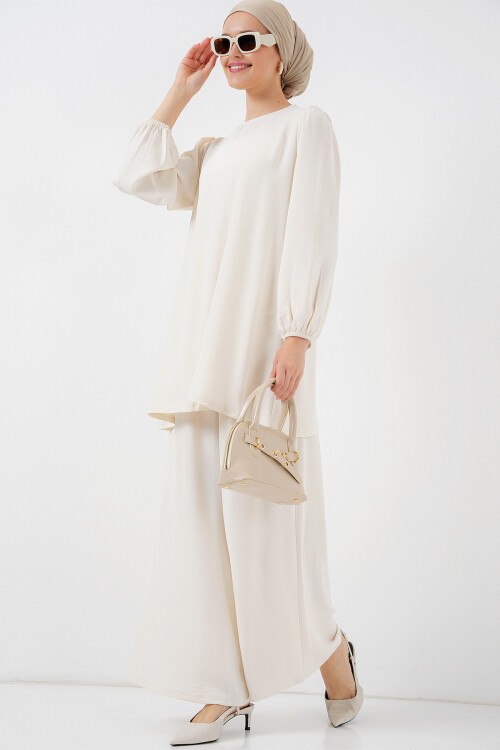 Merterium Ayrobin Tunik Pantolon Alt Üst Takım 6712 - Ekru