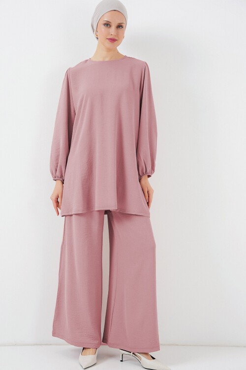 Merterium Ayrobin Tunik Pantolon Alt Üst Takım 6712 - Pudra