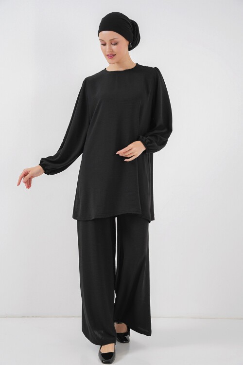 Merterium Ayrobin Tunik Pantolon Alt Üst Takım 6712 - Siyah