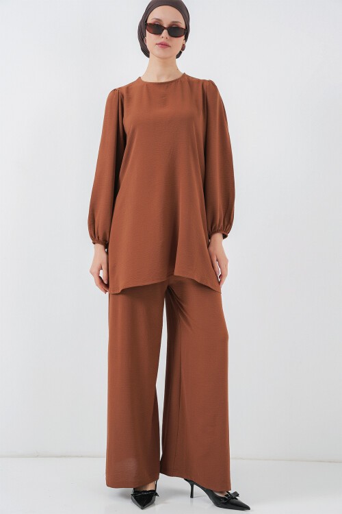 Merterium Ayrobin Tunik Pantolon Alt Üst Takım 6712 - Sütlü Kahve