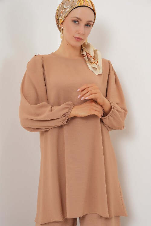 Merterium Ayrobin Tunik Pantolon Alt Üst Takım 6712 - Vizon