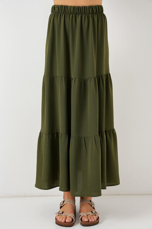 Merterium Kadın Ayrobin Uzun Etek 8048 - Haki