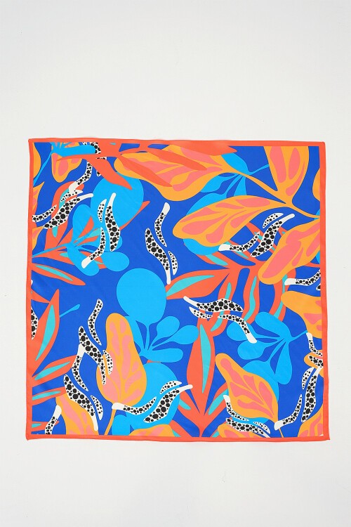 Merterium Kadın Desenli Bandana Fular 010187 - Lacivert