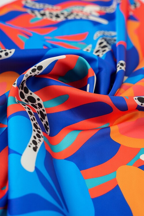 Merterium Kadın Desenli Bandana Fular 010187 - Lacivert