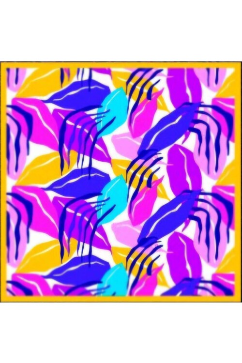 Merterium Kadın Desenli Bandana Fular 010187 - Mor