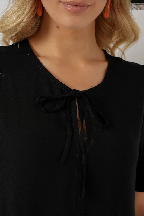 Merterium Kadın Kısa Kol Kısa Elbise 2554 - Siyah