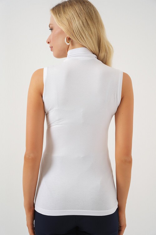 Merterium Kadın Kolsuz Body 4348 - Beyaz