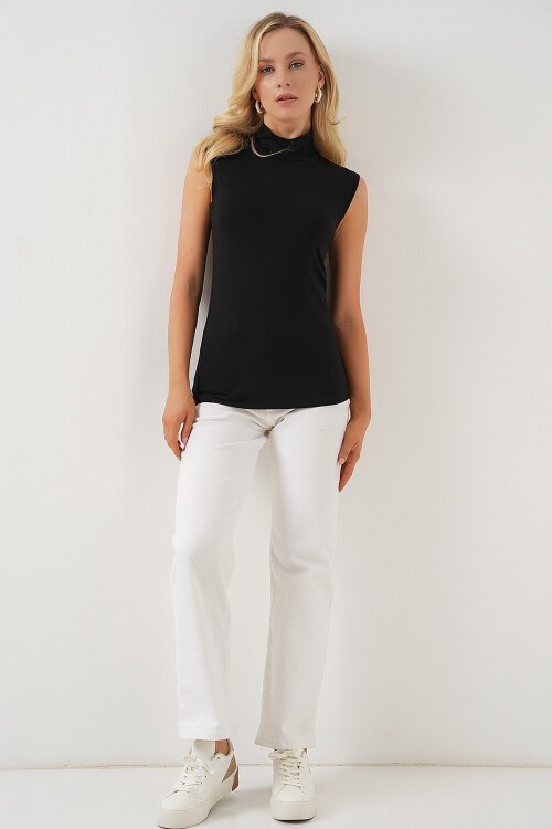 Merterium Kadın Kolsuz Body 4348 - Siyah