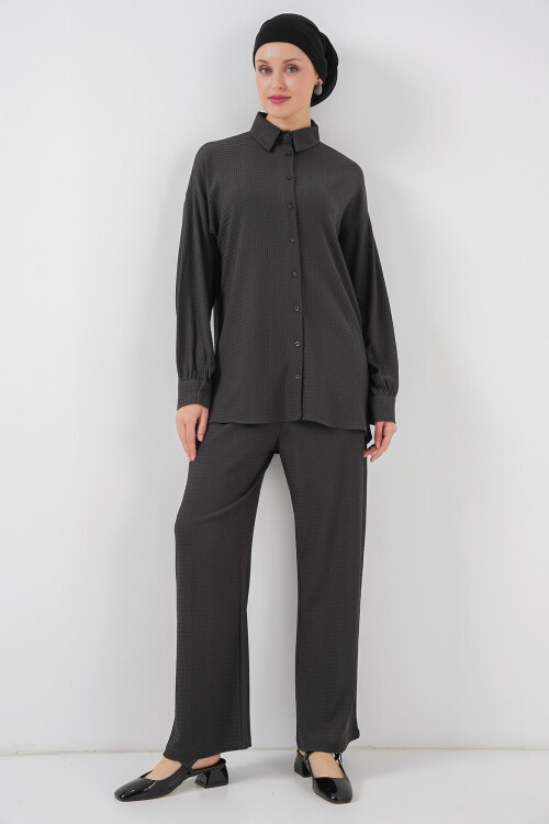 Merterium Kadın Örme Tesettür Alt Üst Takım 6711 - Antrasit