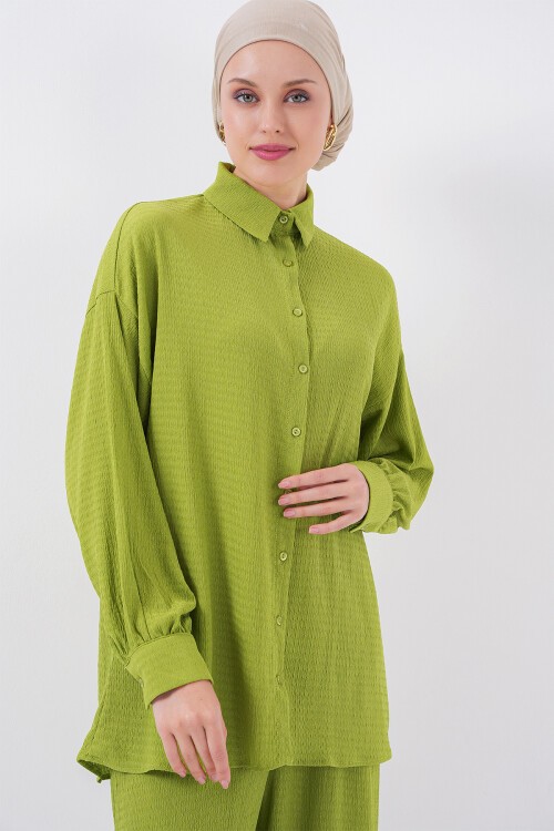 Merterium Kadın Örme Tesettür Alt Üst Takım 6711 - E.Yeşil