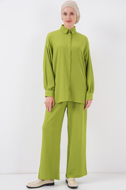 Merterium Kadın Örme Tesettür Alt Üst Takım 6711 - E.Yeşil