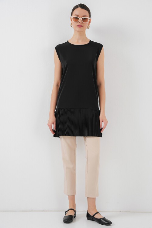 Merterium Kadın Piliseli Kolsuz İçlik 2493 - Siyah