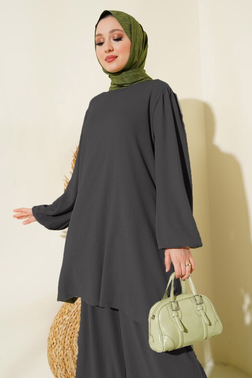 Merterium Kadın Tunik Pantolon Alt Üst Takım 6663 - Antrasit