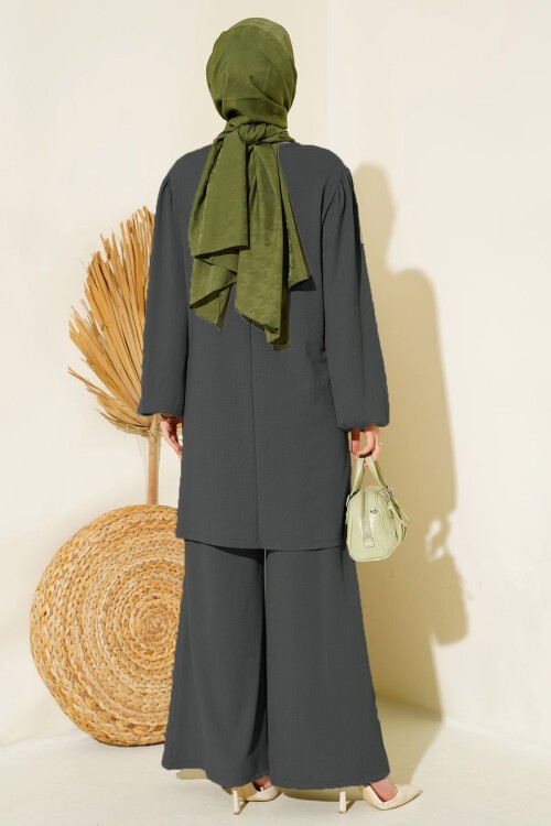 Merterium Kadın Tunik Pantolon Alt Üst Takım 6663 - Antrasit