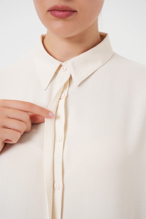 Merterium Kadın Uzun Gömlek Tunik 5945 - Ekru