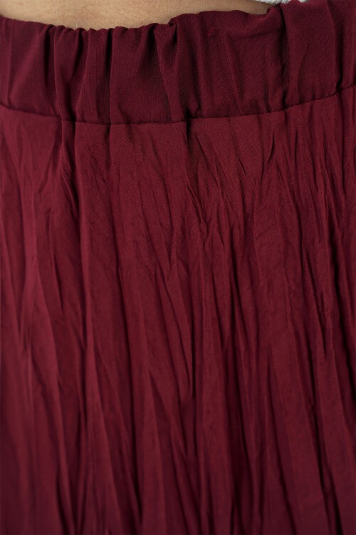 Merterium Kadın Uzun Kırışık Etek 8042 - Bordo