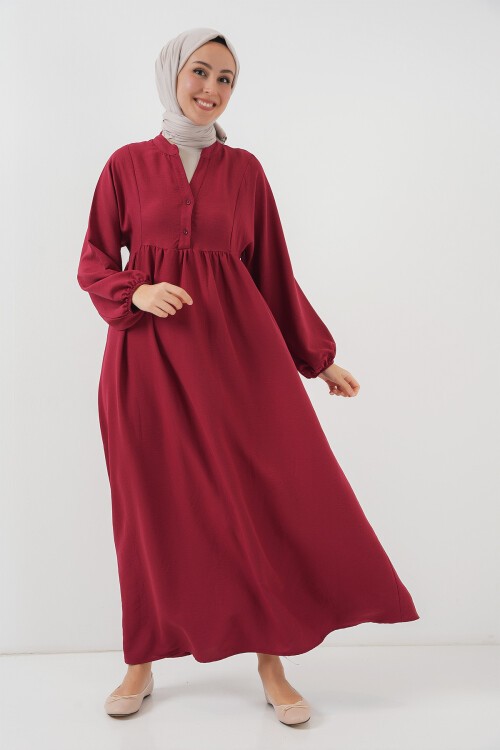 Merterium Kadın Uzun Tesettür Elbise 2525 - Bordo