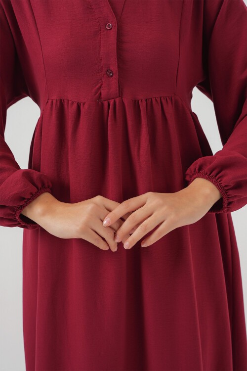 Merterium Kadın Uzun Tesettür Elbise 2525 - Bordo