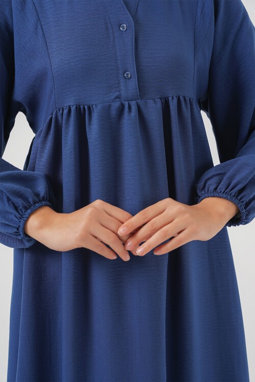 Merterium Kadın Uzun Tesettür Elbise 2525 - İndigo