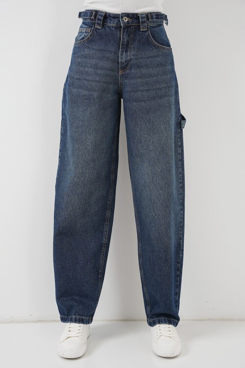 Merterium Kadın Yüksek Bel Kot Pantolon 6701 - Lacivert