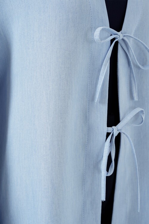 Merterium Keten Tesettür Kimono 5968 - Mavi