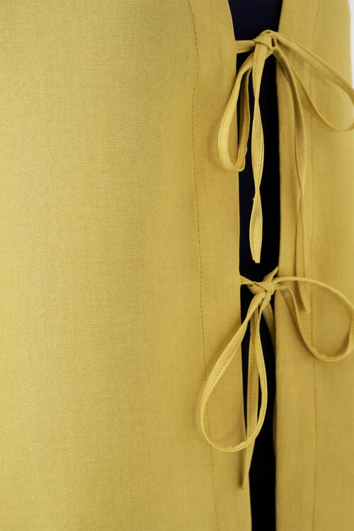 Merterium Keten Tesettür Kimono 5968 - Yağ Yeşil