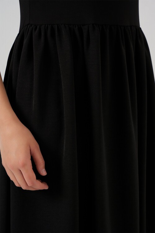 Merterium Kısa Kol Uzun Elbise 2551 - Siyah